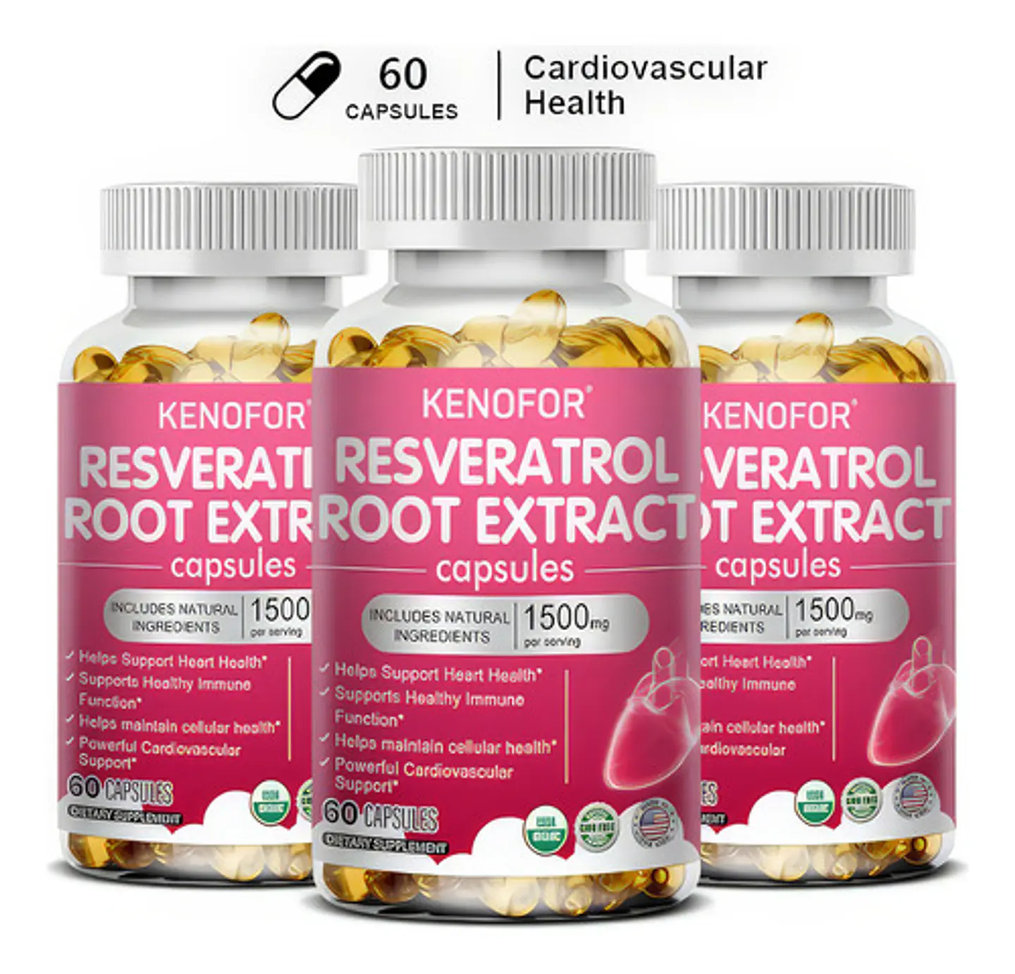 Kenofor Resveratrol 1500Mg Antioxidante Cápsulas Veganas Sin Sabor 120 Cap 2