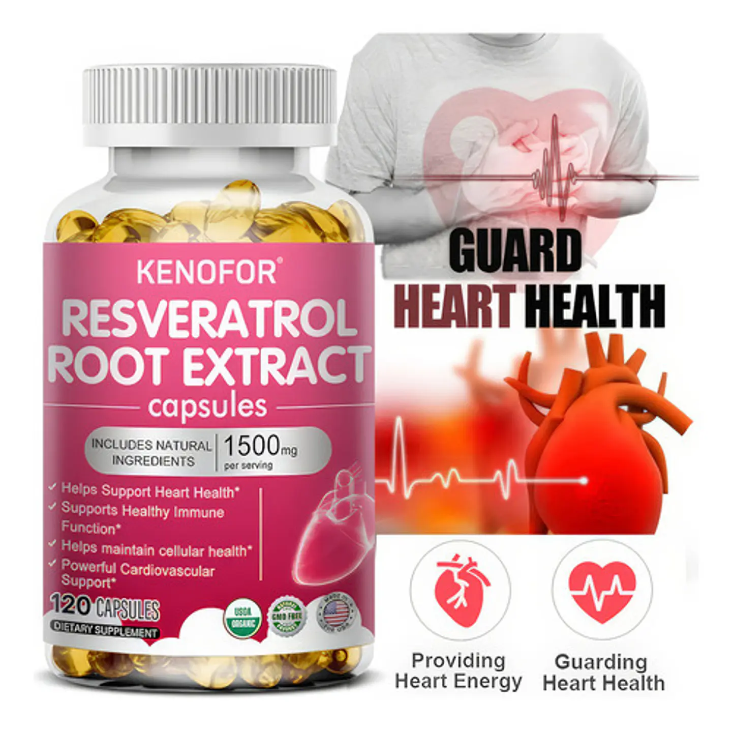 Kenofor Resveratrol 1500Mg Antioxidante Cápsulas Veganas Sin Sabor 120 Cap 3