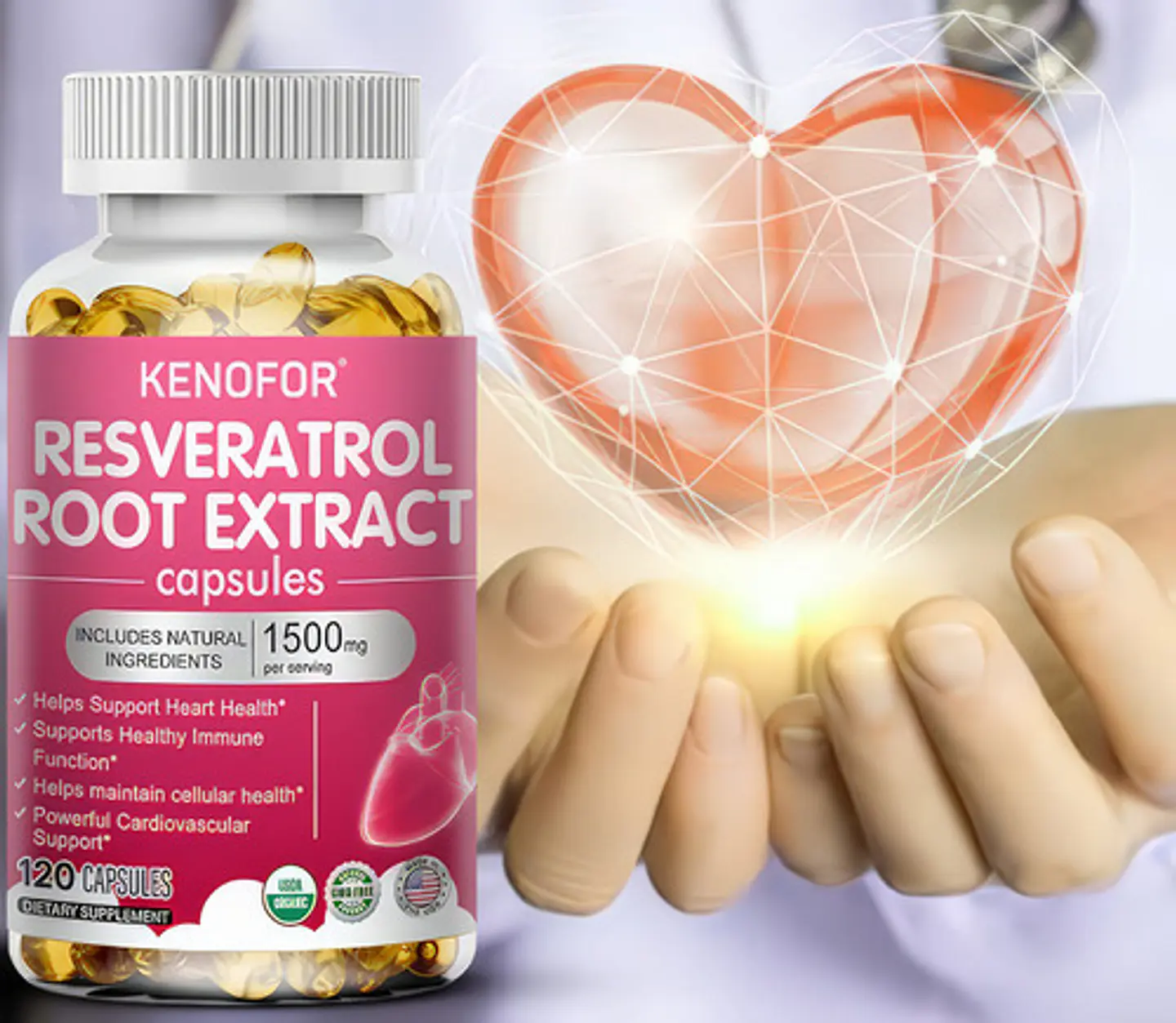 Kenofor Resveratrol 1500Mg Antioxidante Cápsulas Veganas Sin Sabor 120 Cap 5