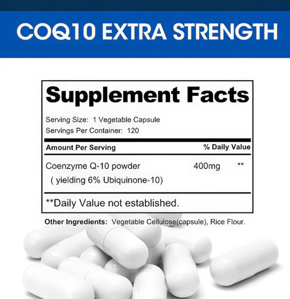 Coenzima Q10 400 mg 120 Capsulas para Bienestar Diario 2
