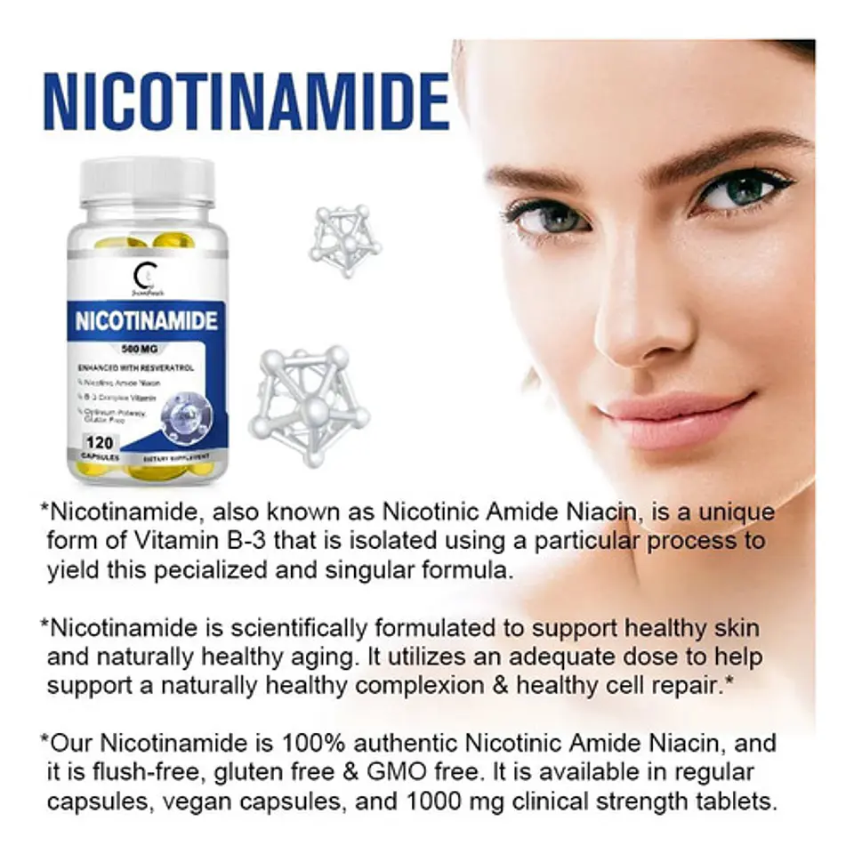 Antioxidante Nicotinamida 500Mg + Resveratrol 120 Cápsulas 6