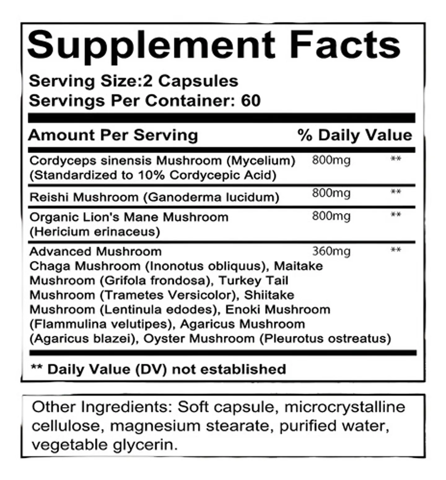 Mushroom Complex 10 Hongos 2.400 Mg 120 Cápsulas 2