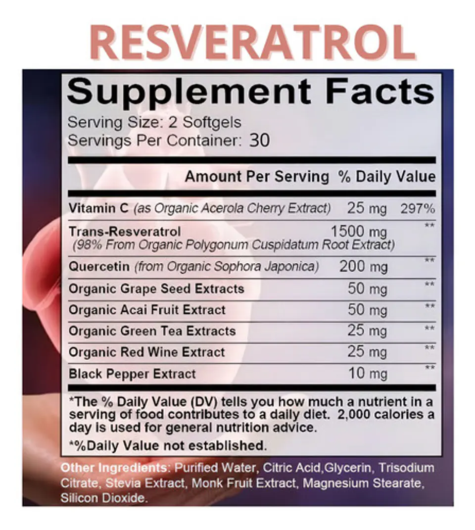 Resveratrol 1500 Mg Y Nicotinamida Con Coq10 400 Mg 120 Cáps 3