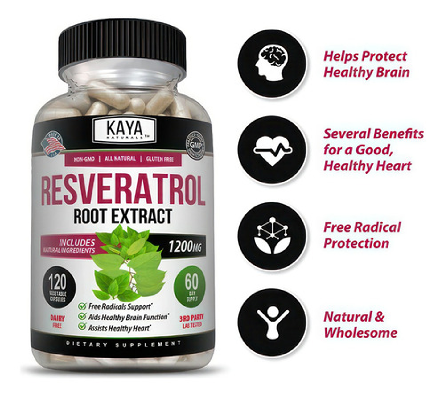 Resveratrol 1200 Mg  Protector Antioxidante 120 Cápsulas 3