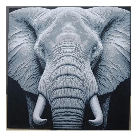 Decoración Retrato Elefante Majestuoso Hueforge 3d