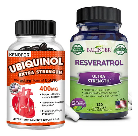 Pack Resveratrol 1000Mg Y Ubiquinol Q10 400Mg 240 Cáp