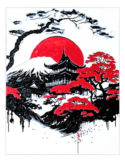 Decoración Japonesa Monte Fuji Hueforge 3d