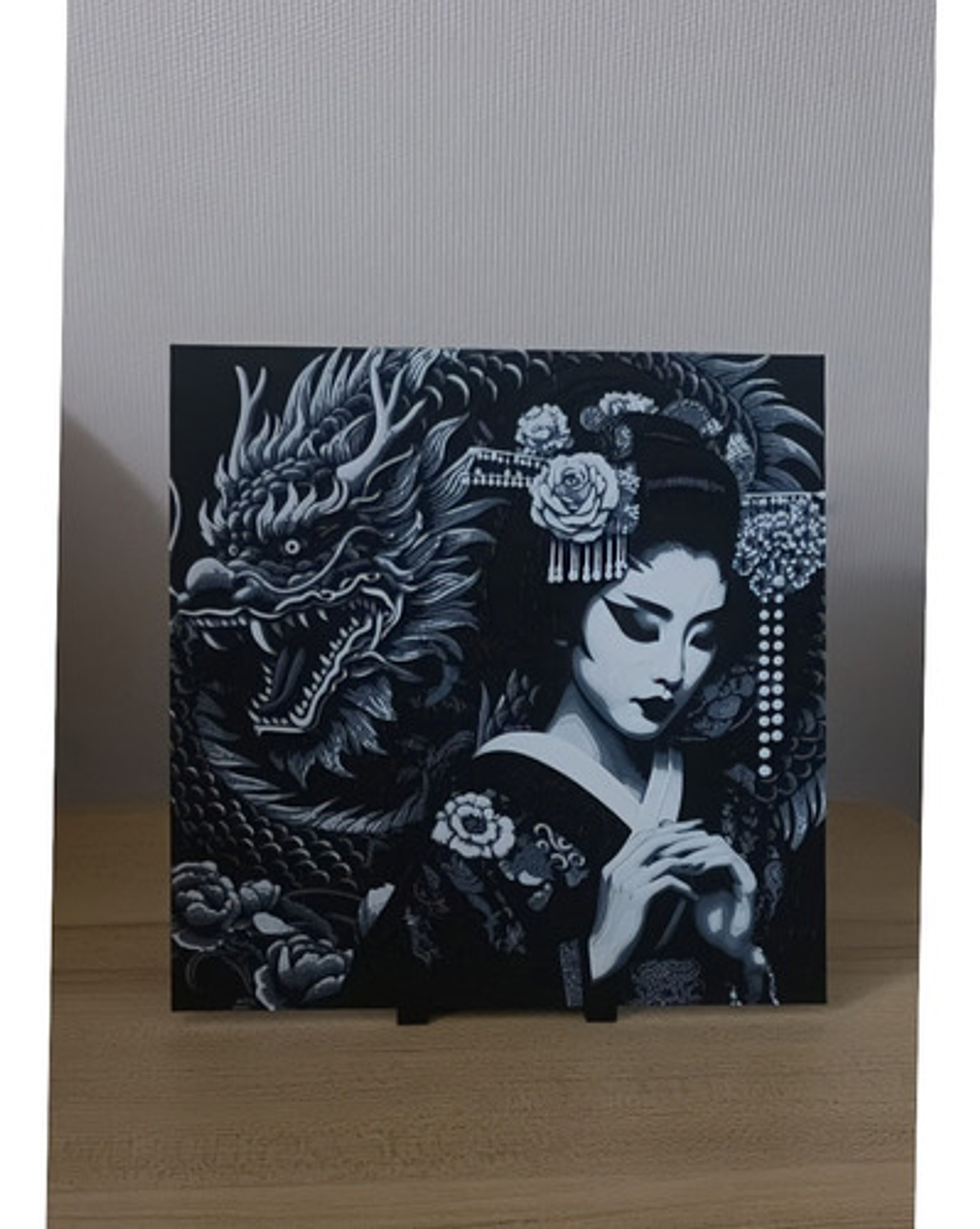 Decoración Oriental Retrato Geisha Japón  Hueforge 3d 2