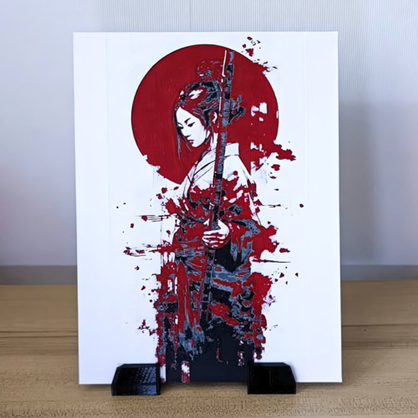 Decoración Japonesa Retrato Geisha Guerrera Hueforge 3d 3