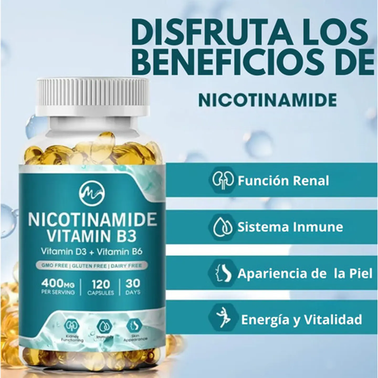 Nicotinamida 400Mg + Coenzima Q10 60 Cápsulas 4