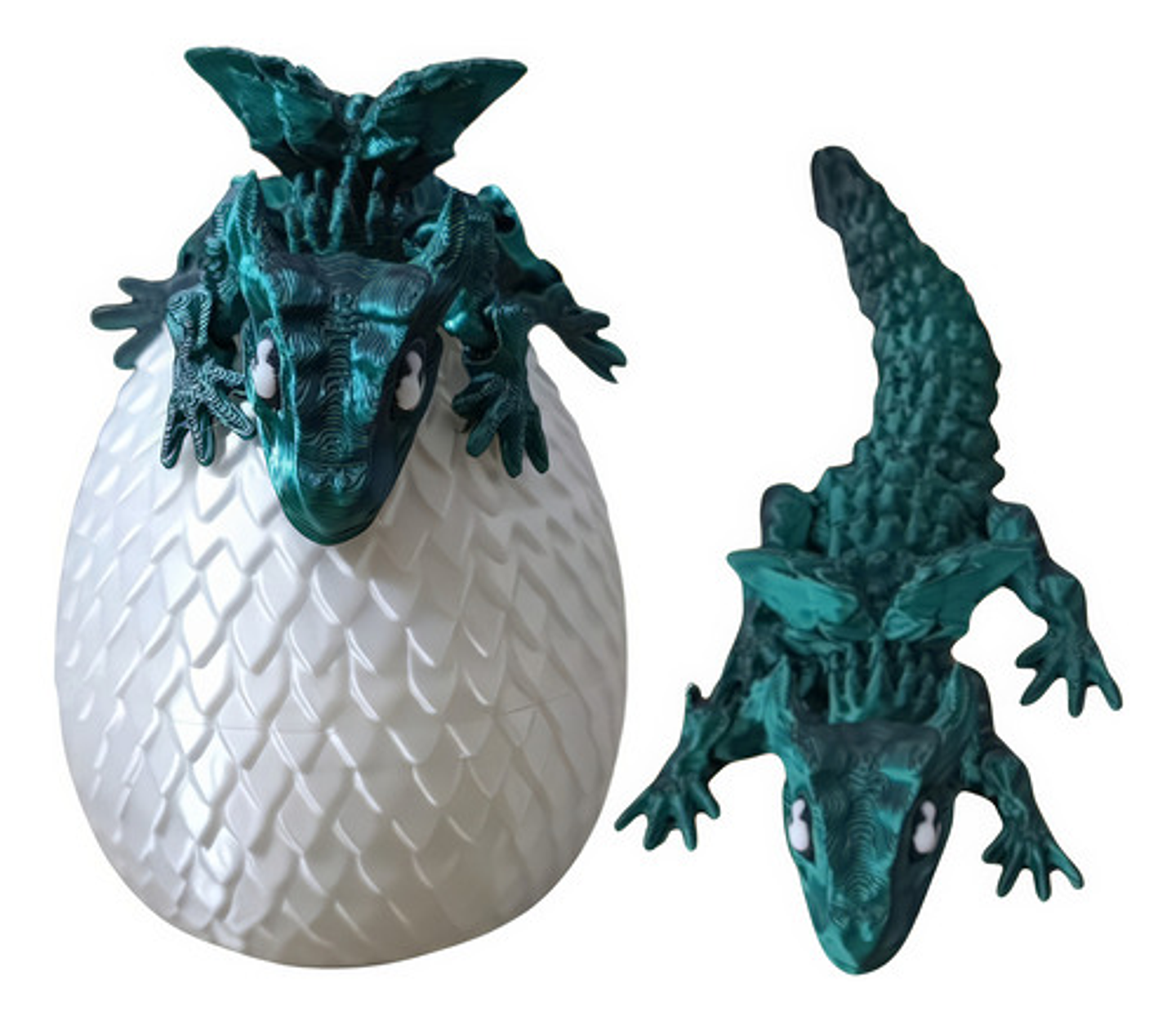Juguete Articulado Dragón Verde Con Huevo X 2 Unidades 1
