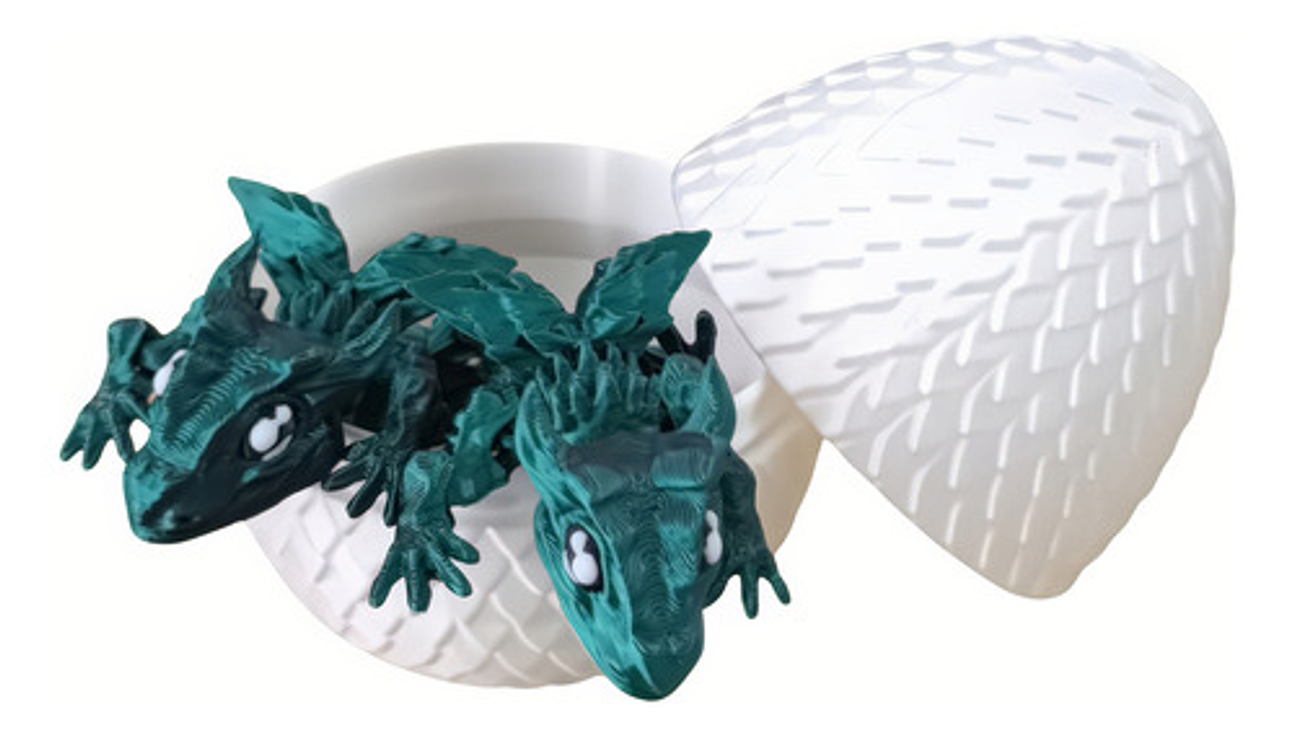 Juguete Articulado Dragón Verde Con Huevo X 2 Unidades 2