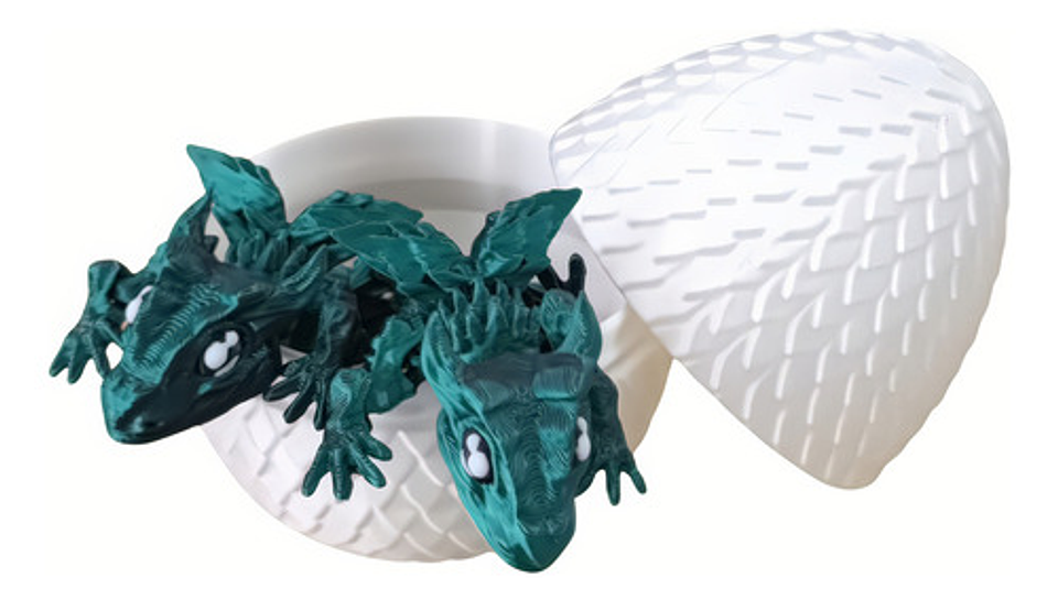 Juguete Articulado Dragón Verde Con Huevo X 2 Unidades 2