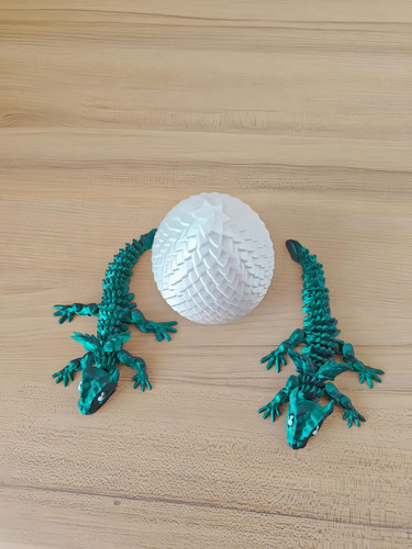 Juguete Articulado Dragón Verde Con Huevo X 2 Unidades 3