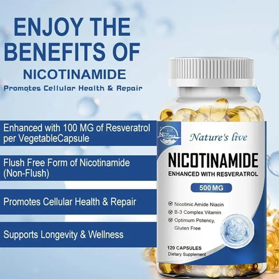 Nicotinamida 500Mg + Resveratrol 120 Cápsulas Blandas 3