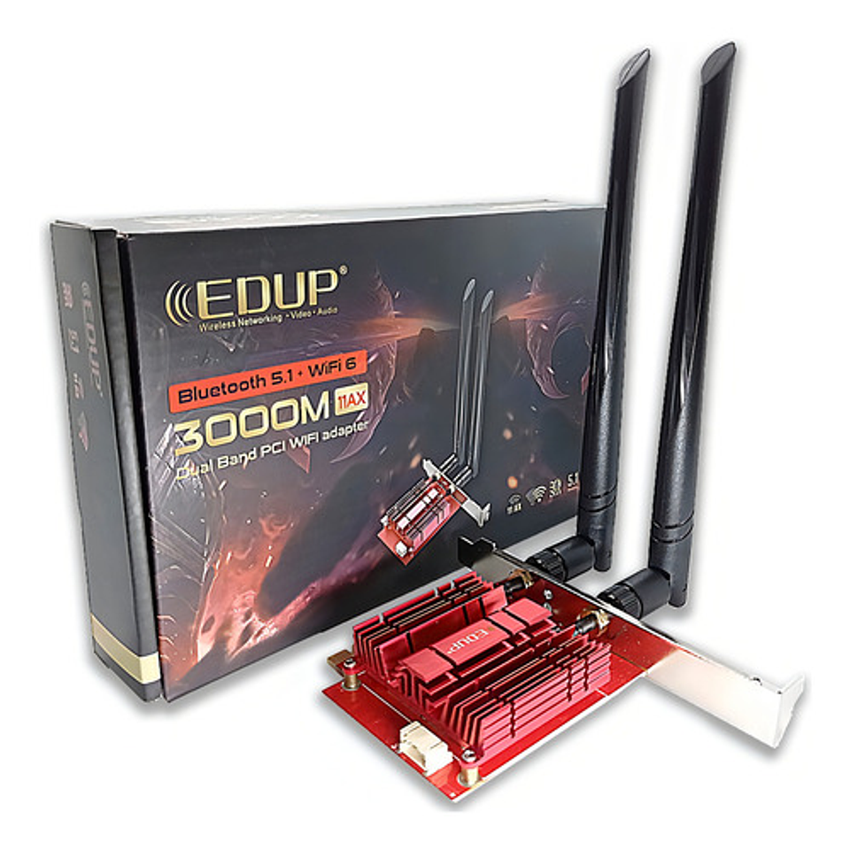 Tarjeta Red Wifi 6 Edup Ep-9636gs Pci-e 3000mbps Bluetooth 5.1 2.4/5ghz 1