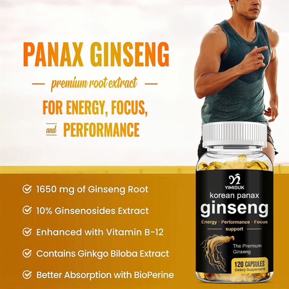 Panax Ginseng Coreano Con Ginkgo Y L-carnitina 60 Cápsulas 5