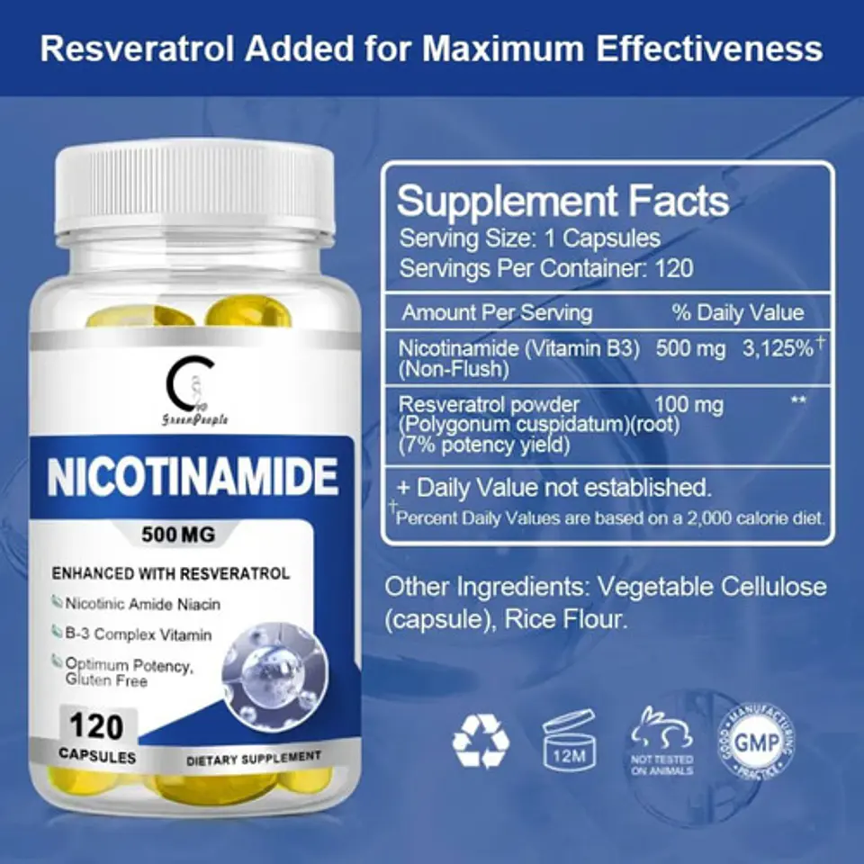 Pack Nicotinamida 500 Mg + Resveratrol 1000Mg 240 Cáp 3