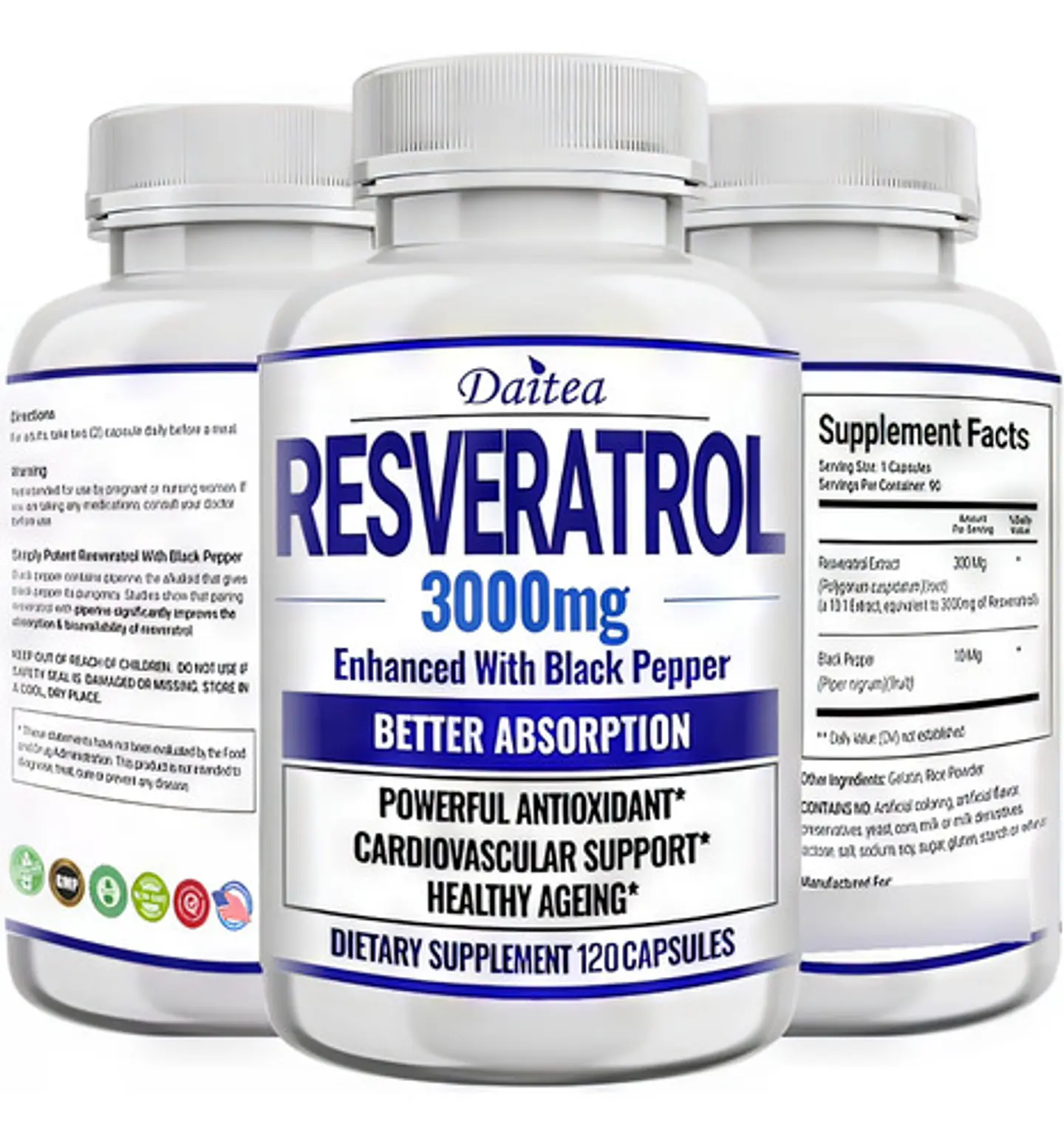 Resveratrol 300Mg Ultra Concentrado 120 Cápsulas Original 4