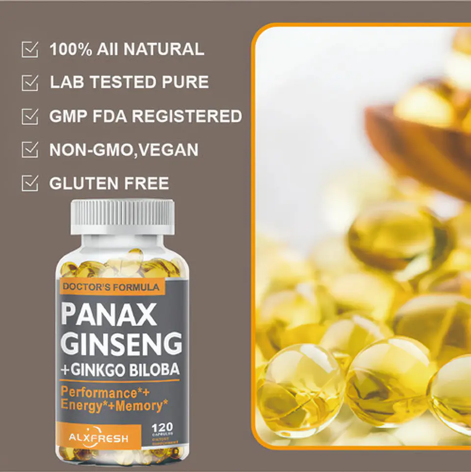 Panax Ginseng + Ginkgo Biloba Extra Fuerte 120 Cápsulas 4