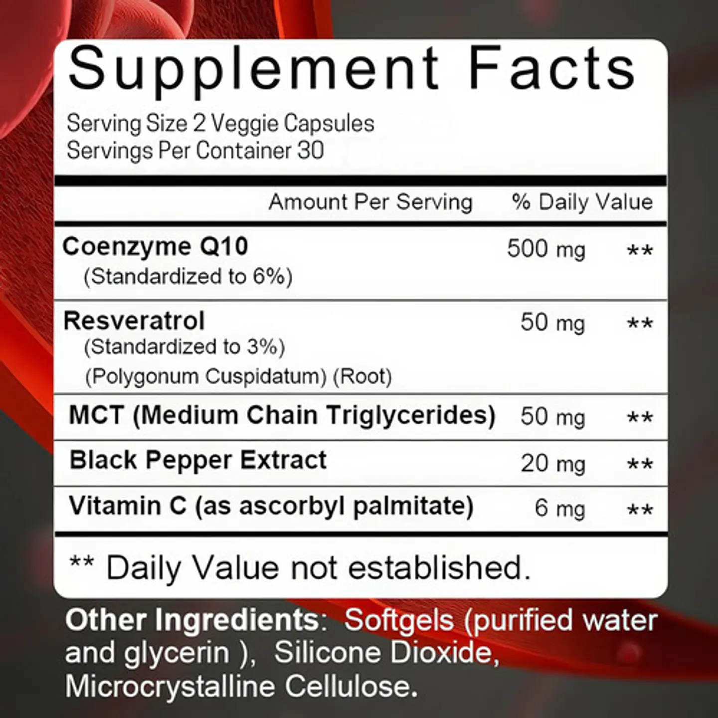 Coenzima Q10 500Mg Con Resveratrol Y Mct 60 Cápsulas 2