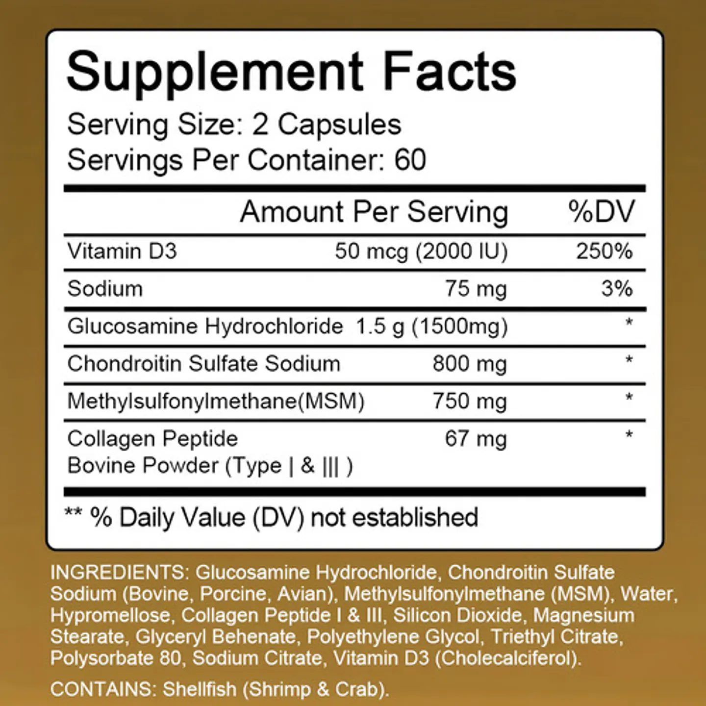 Chondroitin - Cápsulas De Glucosamina De Condroitina Sabor Sin Sabor 2