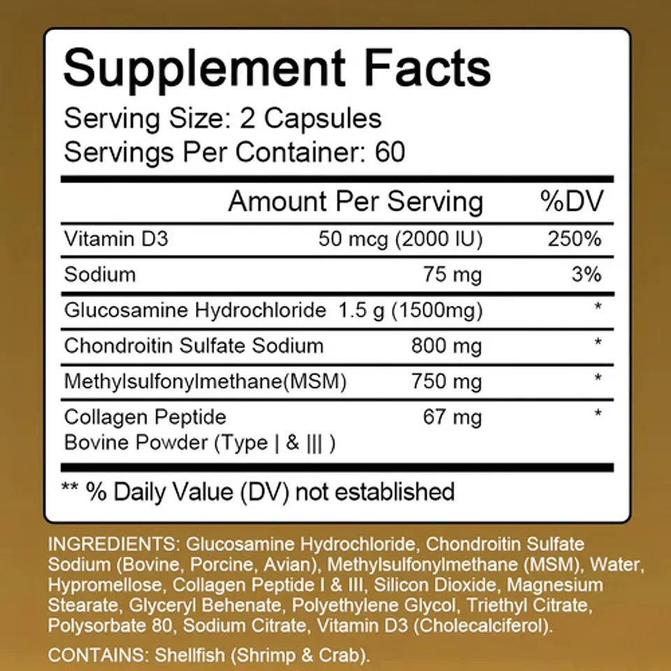 Chondroitin - Cápsulas De Glucosamina De Condroitina Sabor Sin Sabor 2