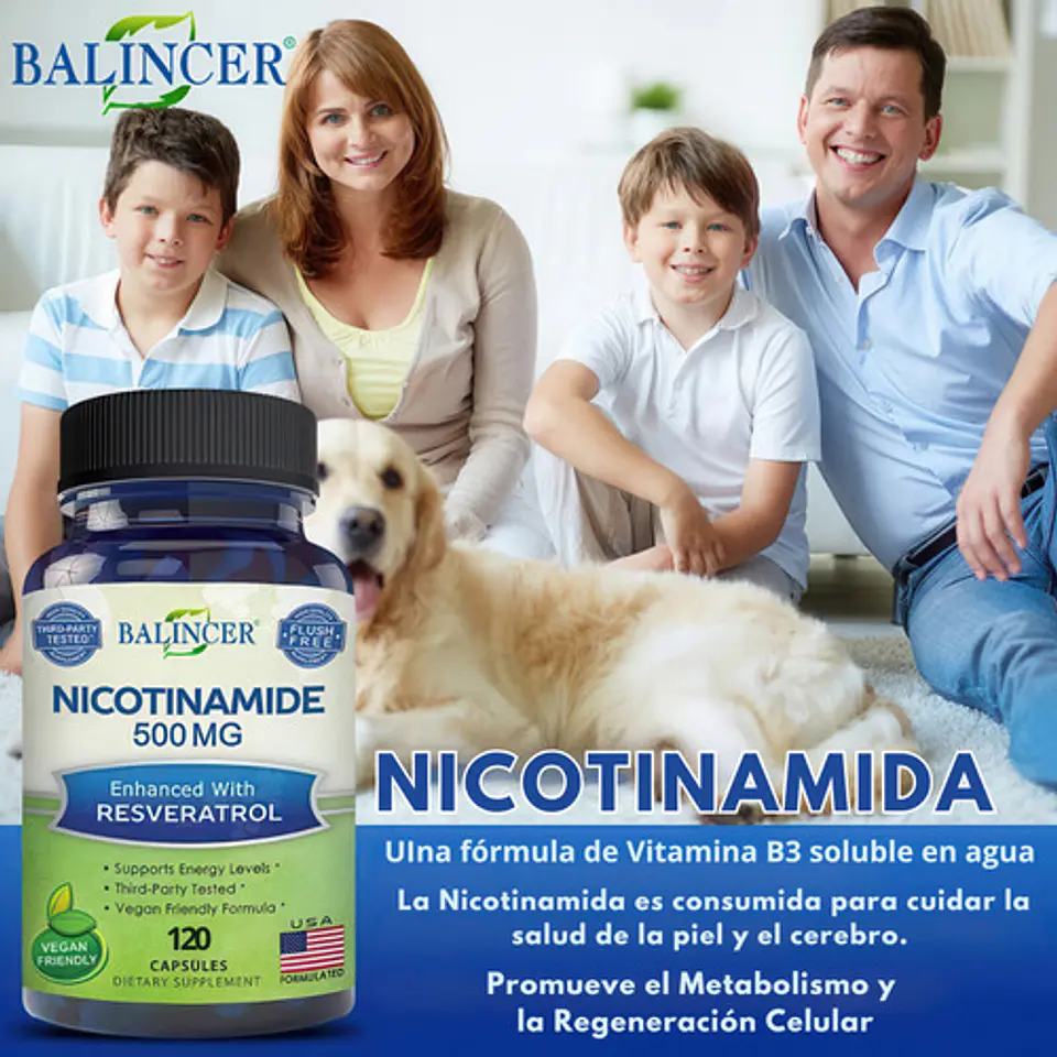 Nicotinamida 500Mg + Resveratrol 120 Cápsulas 5