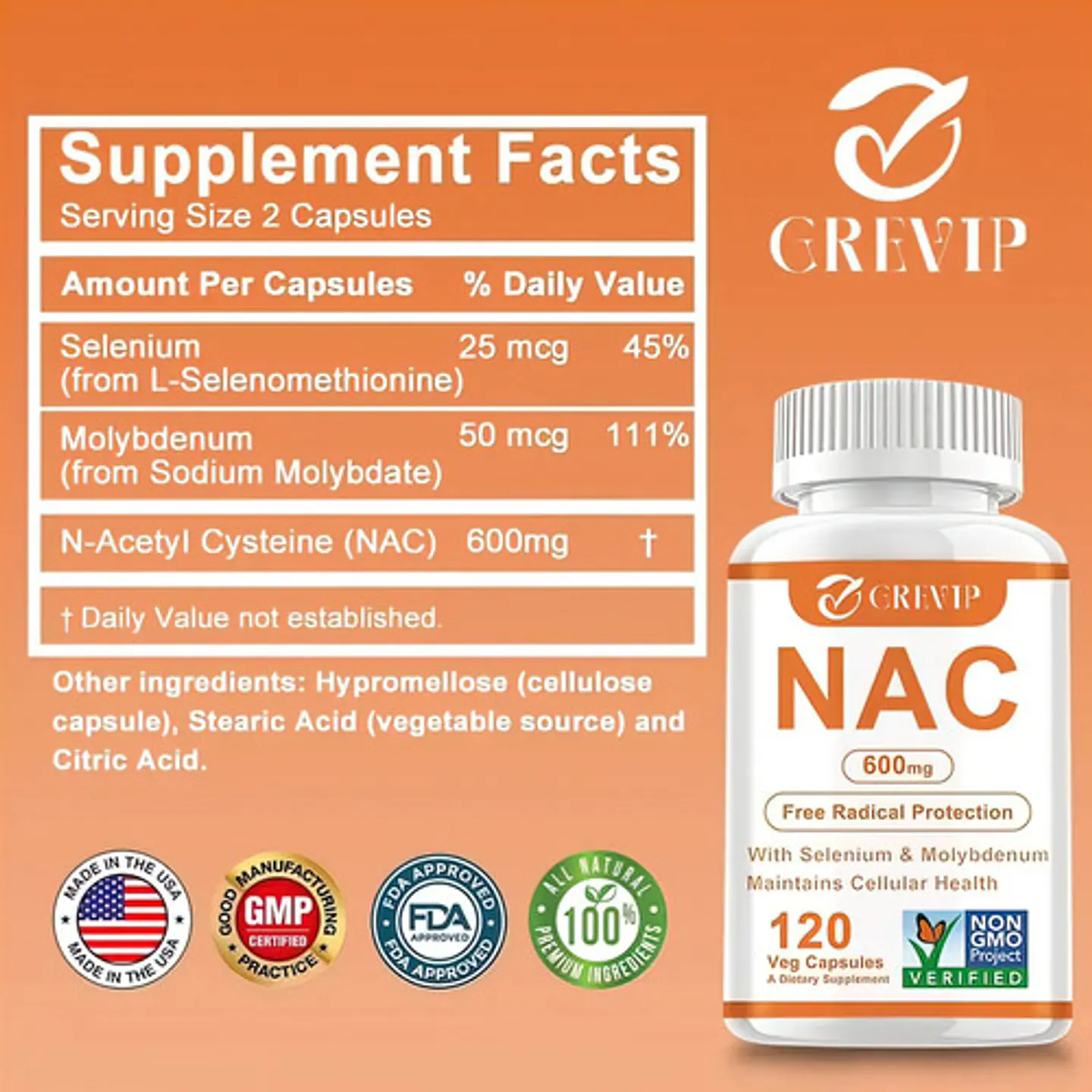 N-Acetilcisteína Nac 600 Mg Con Selenium 120 Cápsulas 2