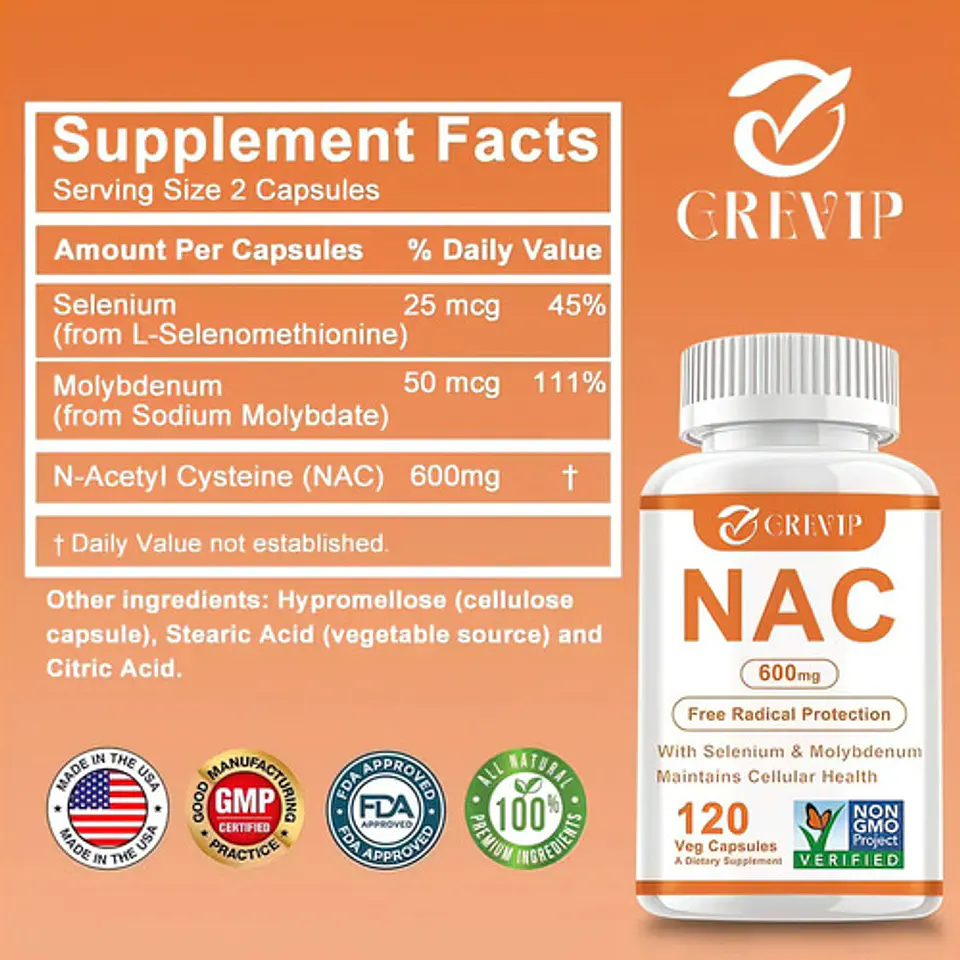 N-Acetilcisteína Nac 600 Mg Con Selenium 120 Cápsulas 2