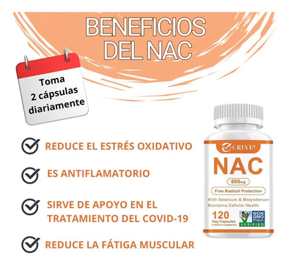 N-Acetilcisteína Nac 600 Mg Con Selenium 120 Cápsulas 4