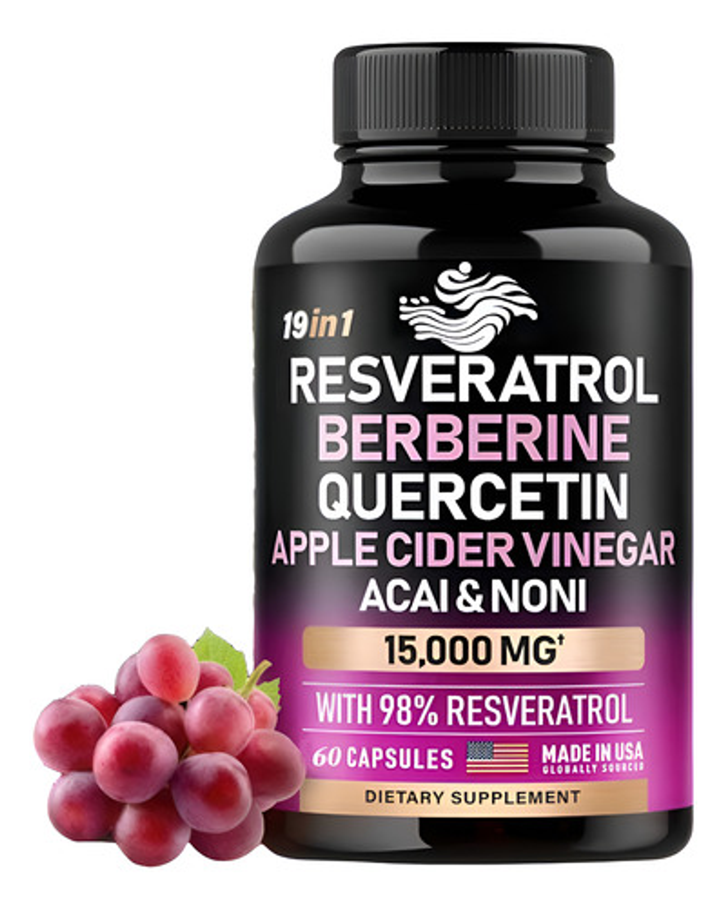 Resveratrol, Berberina, Vinagre De Sidra Manzana 19 En 1 1