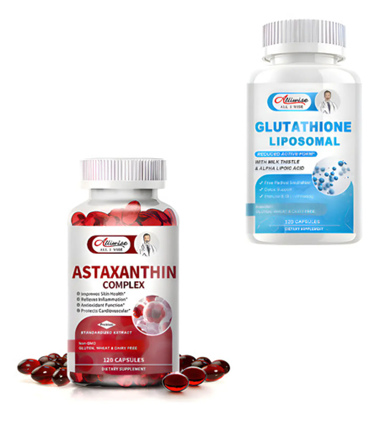 Pack Astaxantina Alliwise 32Mcg Y Glutatión L 1000Mg 240 Cáp 1