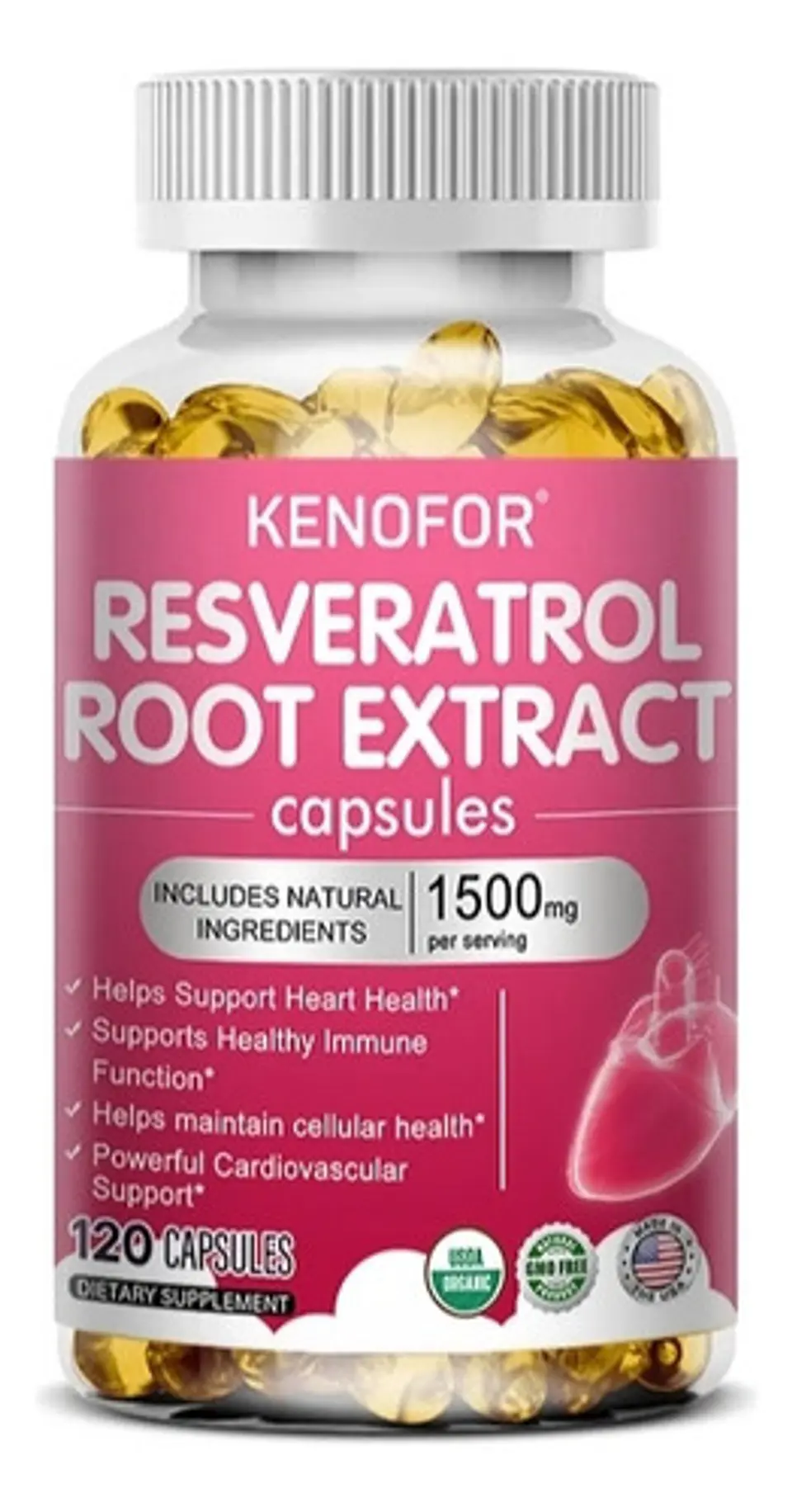 Kenofor Resveratrol 1500Mg Antioxidante Cápsulas Veganas Sin Sabor 120 Cap 1