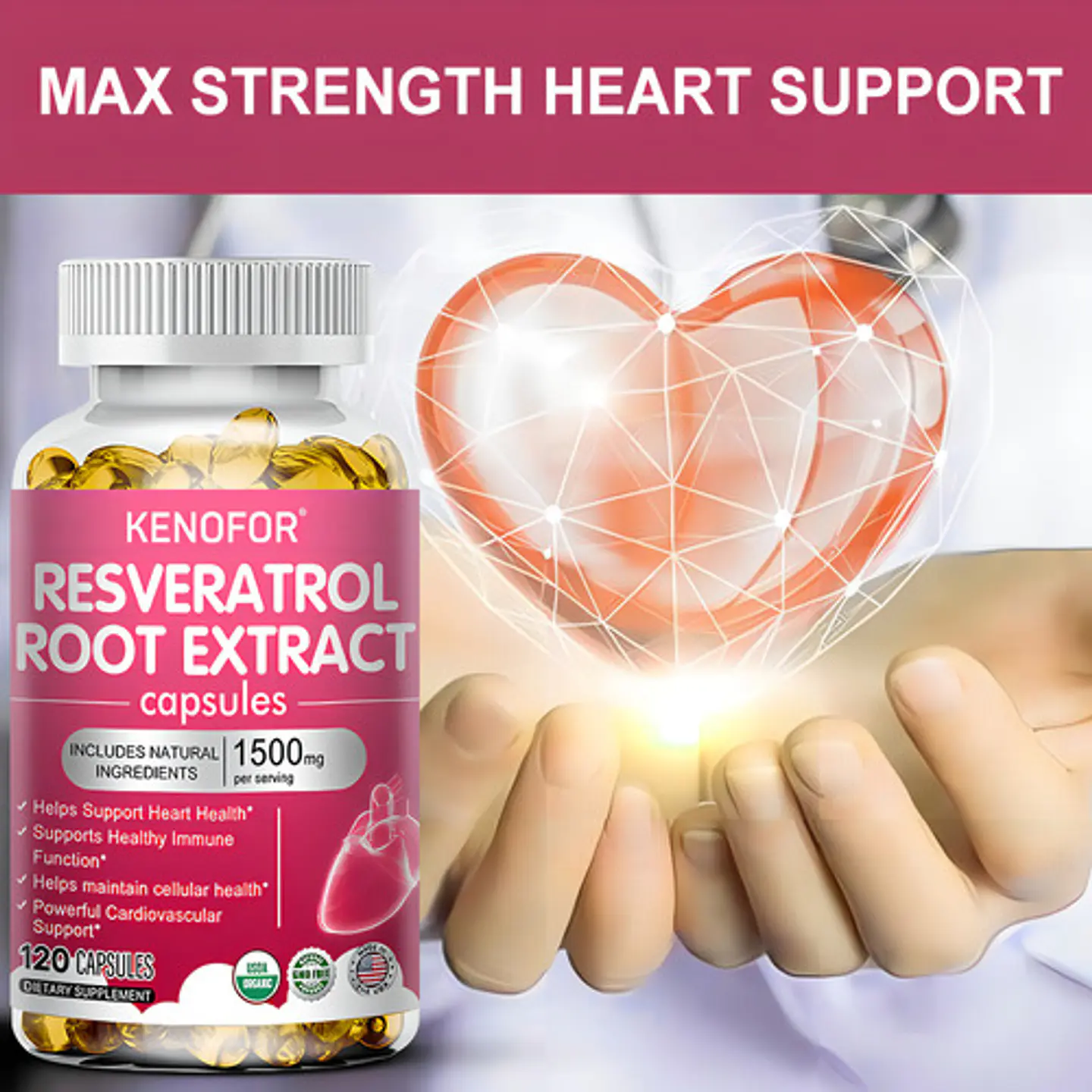 Kenofor Resveratrol 1500Mg Antioxidante Cápsulas Veganas Sin Sabor 120 Cap 8