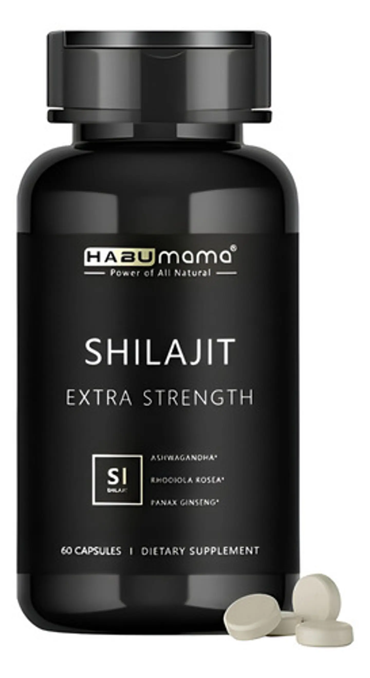 Suplemento Shilajit Energy Booster Vegano Ashwagandha 60 Cápsulas Habumama Sin Sabor 1