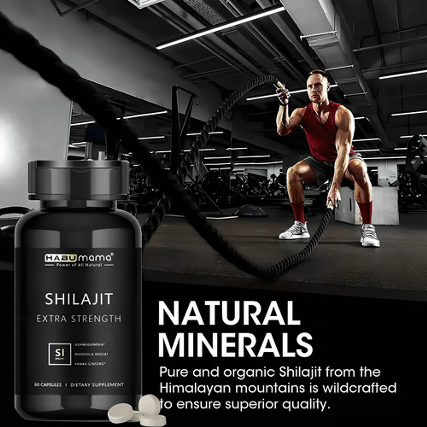 Suplemento Shilajit Energy Booster Vegano Ashwagandha 60 Cápsulas Habumama Sin Sabor 5