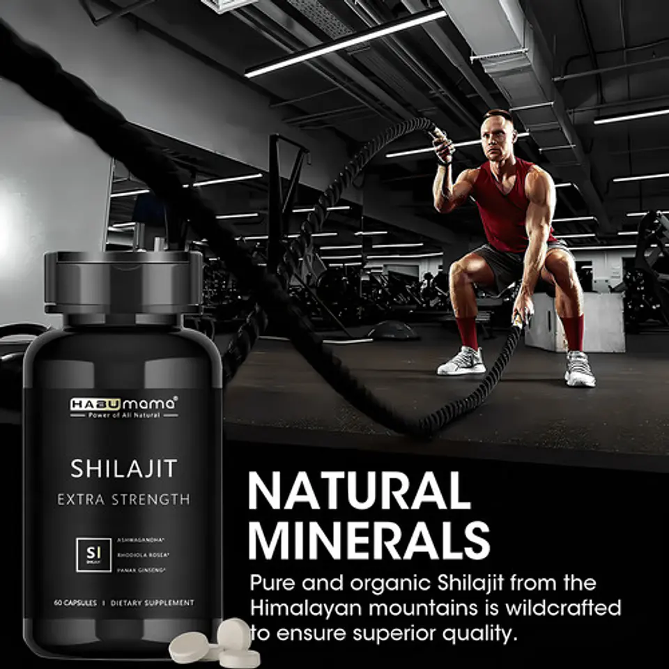 Suplemento Shilajit Energy Booster Vegano Ashwagandha 60 Cápsulas Habumama Sin Sabor 5