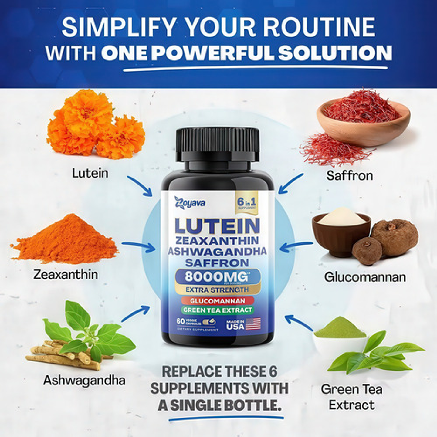 Luteína + Zeaxantina + Ashwagandha + Azafrán ¡salud Ocular! 3