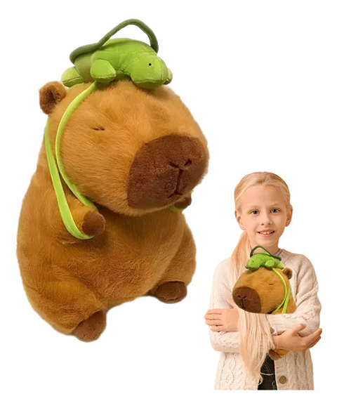 Juguetes De Peluche De Capibara Y Mochilas Pequeñas Con Forma De Tortuga Marrón Claro