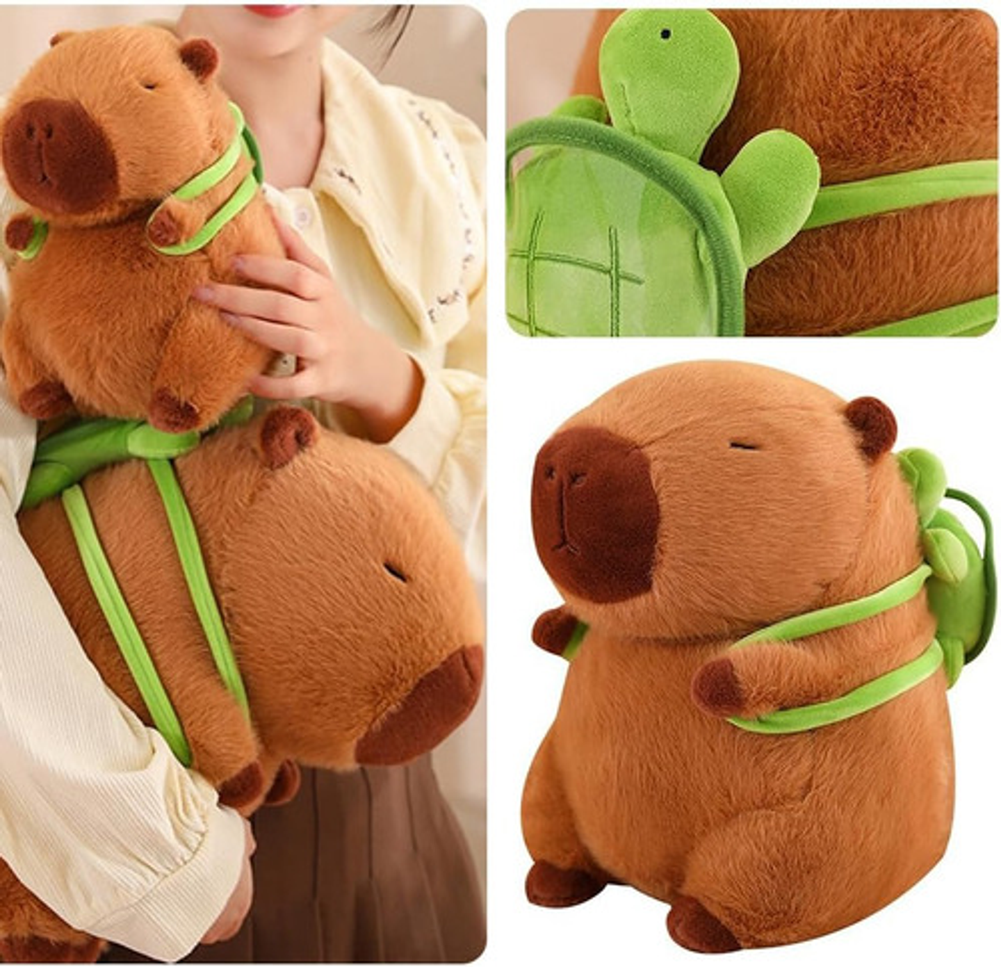 Juguetes De Peluche De Capibara Y Mochilas Pequeñas Con Forma De Tortuga Marrón Claro 3
