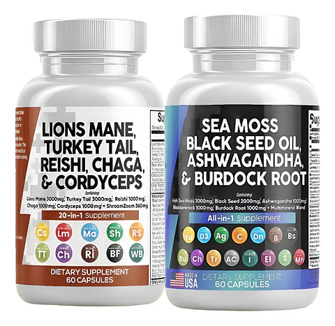 Pack Mix Melena De León Sea Moss Ashwagandha 120 Cápsulas