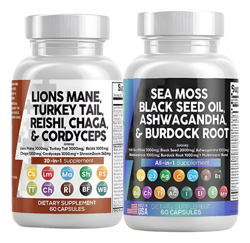 Pack Mix Melena De León Sea Moss Ashwagandha 120 Cápsulas 1