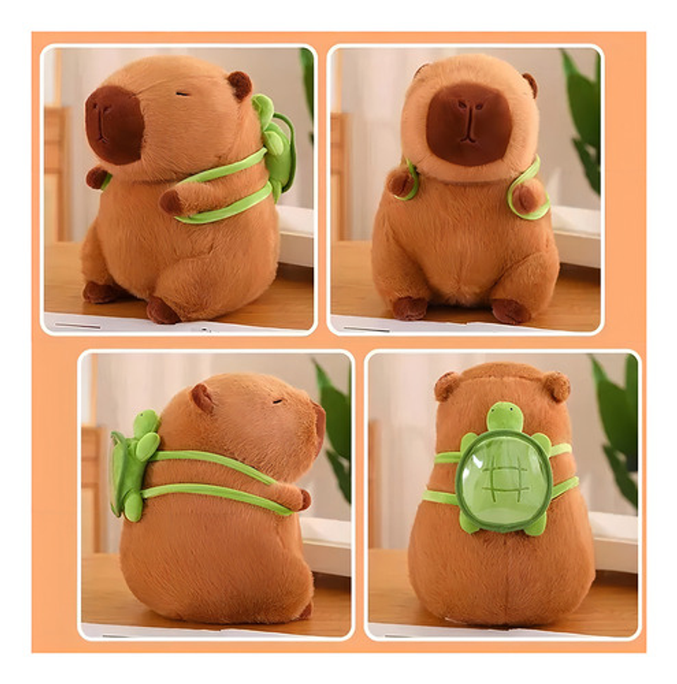 Juguetes De Peluche De Capibara Y Mochilas Pequeñas Con Forma De Tortuga Marrón Claro 2