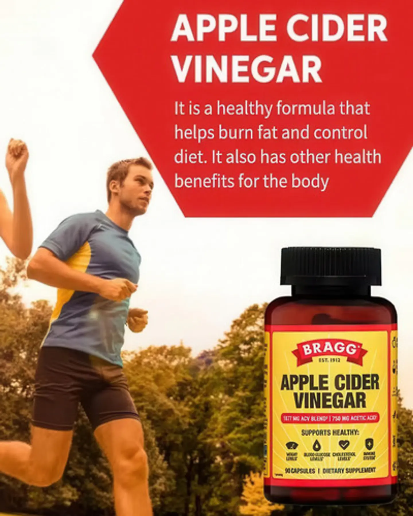 Suplemento Vinagre De Sidra De Manzana Keto Bragg 60 Cáps 3