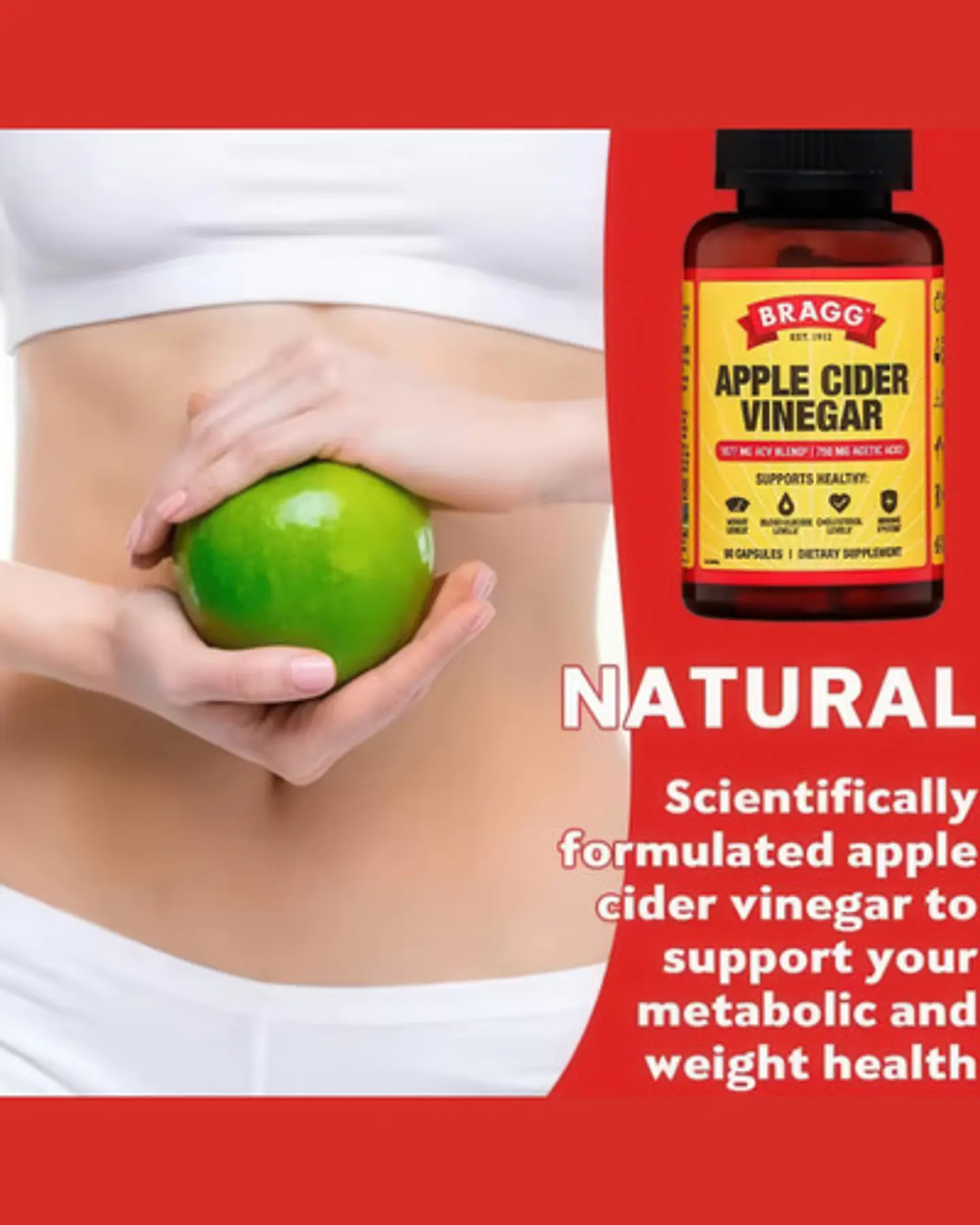 Suplemento Vinagre De Sidra De Manzana Keto Bragg 60 Cáps 5