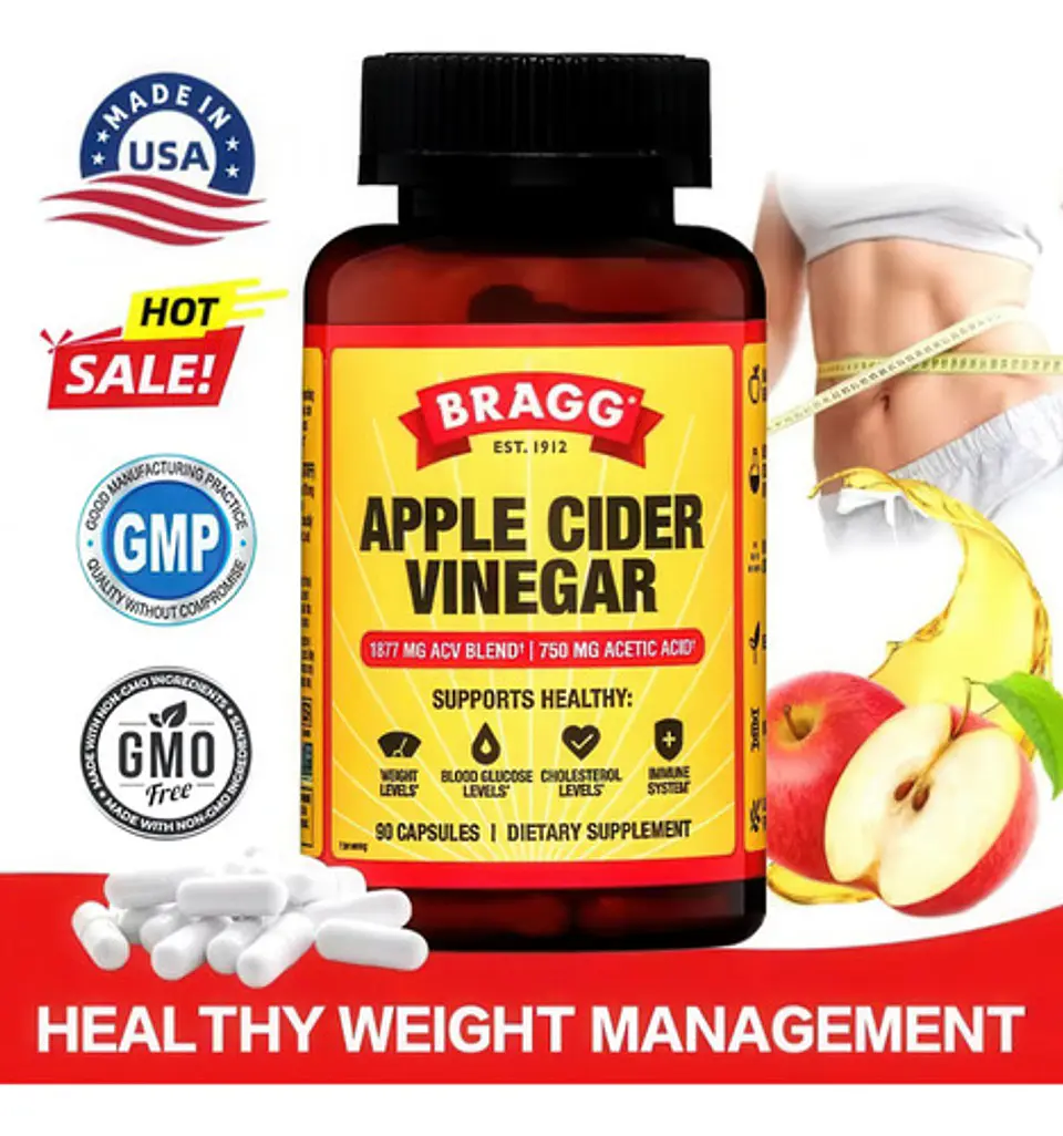 Suplemento Vinagre De Sidra De Manzana Keto Bragg 60 Cáps 7