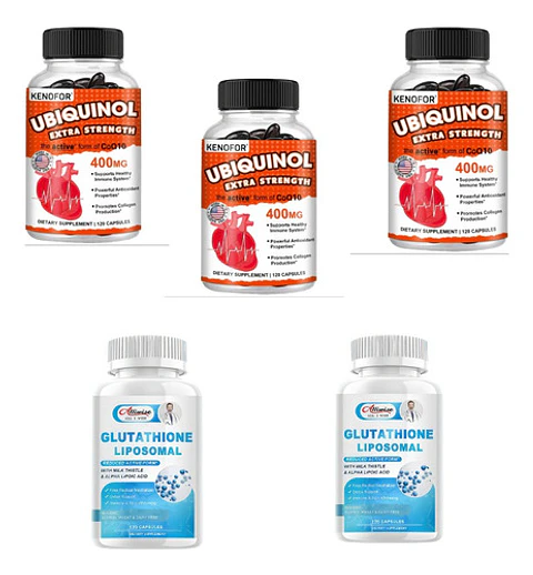 Pack 3 Ubiquinol 400Mg + 2 Glutatión Liposomal 120 Cápsulas