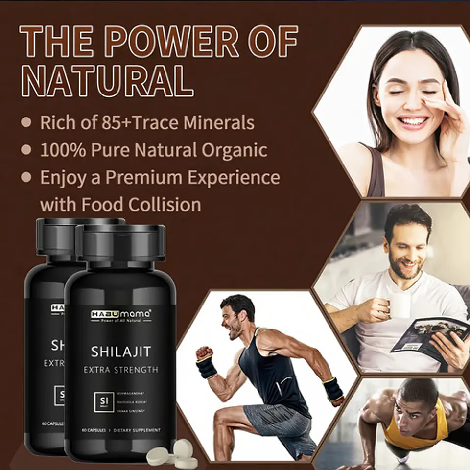 Suplemento Shilajit Complex Ashwagandha Rhodiola & Cúrcuma 5