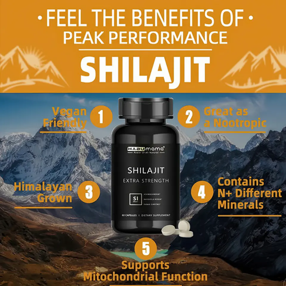 Suplemento Shilajit Complex Ashwagandha Rhodiola & Cúrcuma 8